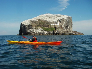 Sea kayaking Bass Rock in the background, Firth of Forth