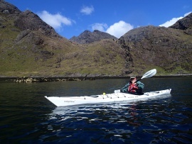 Sea kayaking in Loch Scavaig, heading for Elgol.