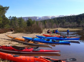 kayaks on beach, Loch Morlich