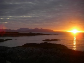 Sunset from campsite, Sound of Arisaig trip.